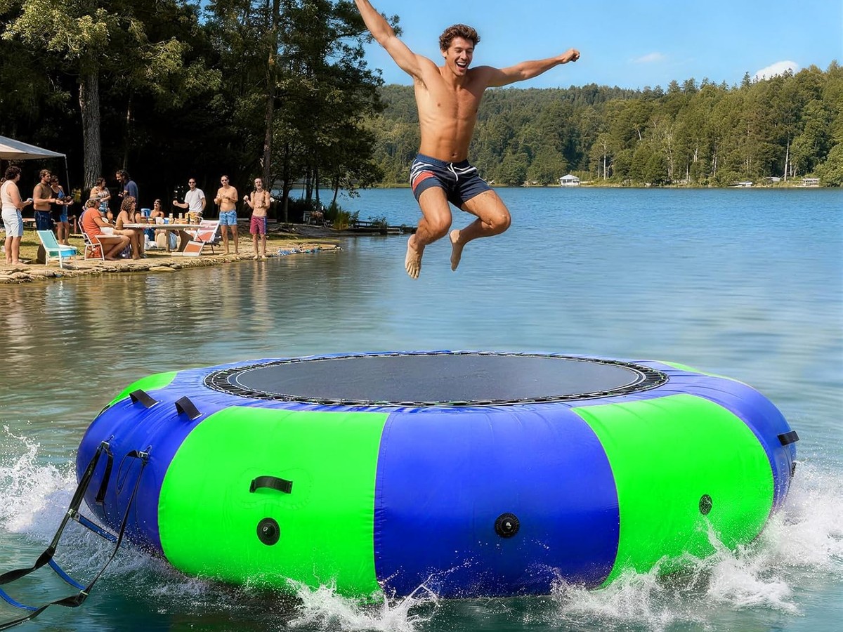 OZIS floating water bouncer on a lake