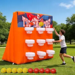 OZIS 9-Hoop Inflatable Basketball Game with Tic-Tac-Toe